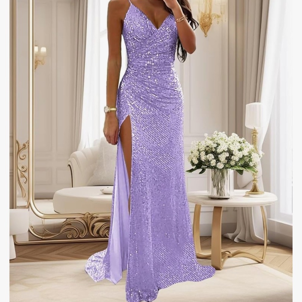 Elegant Purple Sequin Dress